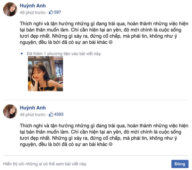 Huỳnh Anh sửa lại caption vì viết sai chính tả