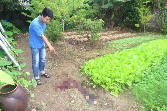 Vị trí anh Th. nằm gục xuống sau khi bị đối tượng dùng dao gọt hoa quả đâm. Ảnh: Đ.Tùy