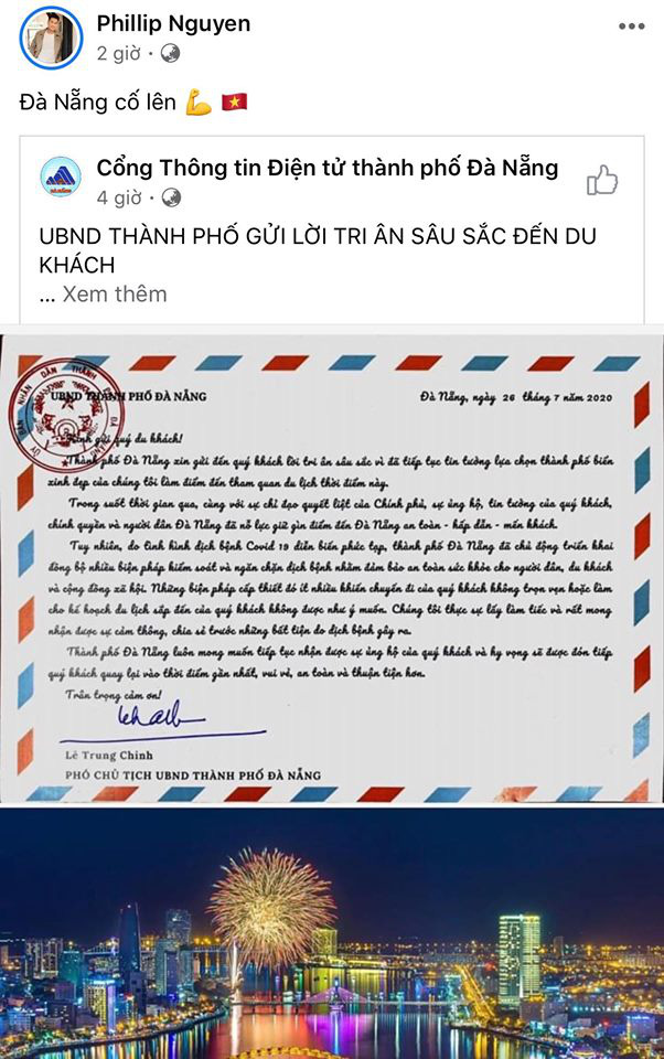Phillip Nguyễn cổ vũ người dân Đà Nẵng