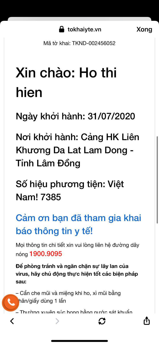 Ngay sau khi biết được thông tin, Hiền Hồ đã tham gia khai báo y tế đầy đủ và thực hiện các phương pháp phòng tránh dịch theo khuyến cáo.
