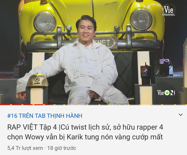 Rap Việt tạm thời ở vị trí thứ 16.
