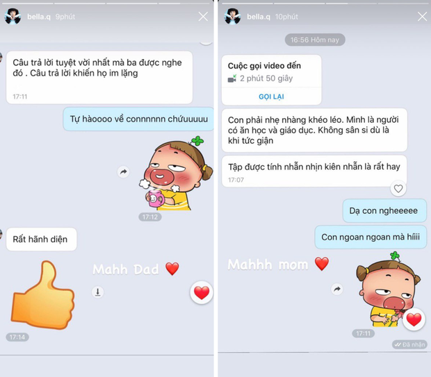 Bố mẹ của Bella dặn dò, động viên con gái