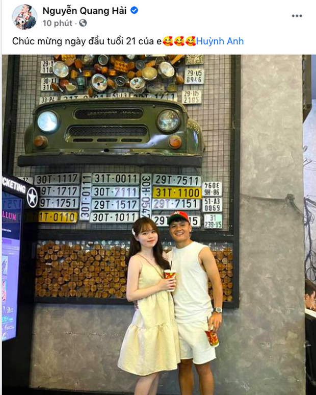 Quang Hải nhắn lời ngọt ngào cho Huỳnh Anh: 