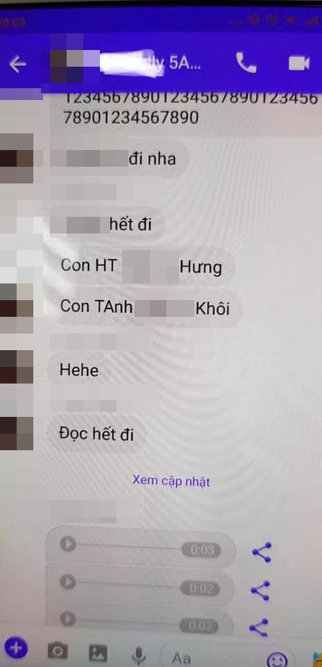 Đoạn chat khiến nhiều phụ huynh rùng mình.