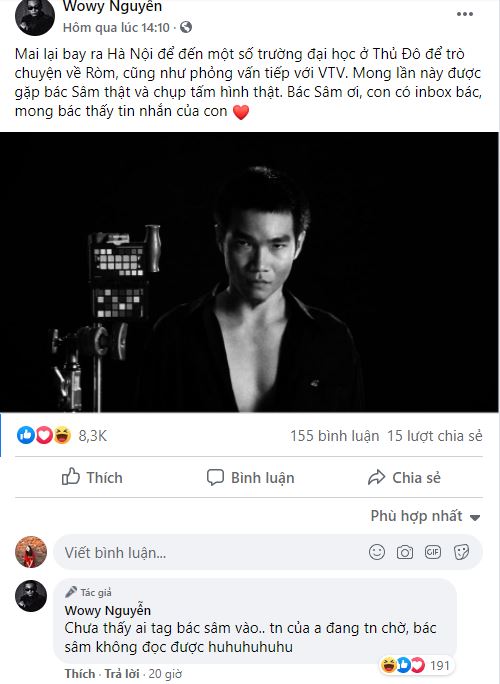 . Anh chàng còn công khai bày tỏ niềm yêu mến đối với MC gạo cội của VTV