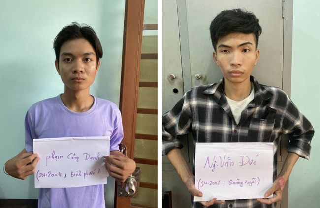 Nguyễn Văn Đức (SN 2001, quê Quảng Ngãi) và Phạm Công Danh (SN 2004, quê Bình Phước).