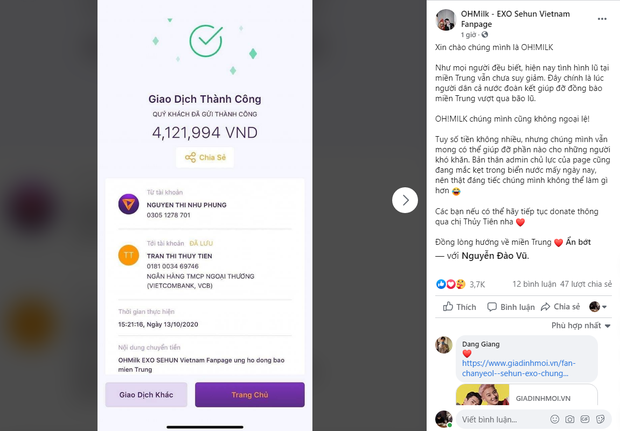 OHMilk - EXO Sehun Vietnam Fanpage ủng hộ 4.121.994 đồng
