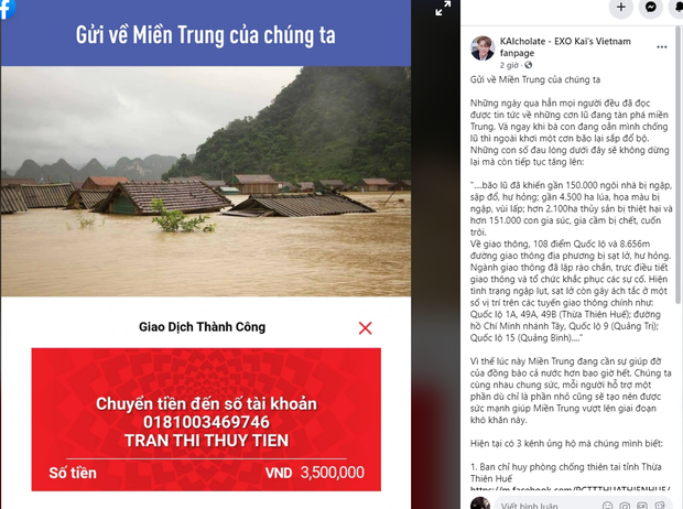 KAIcholate - fanpage của Kai (EXO) ủng hộ 3 triệu 500 ngàn đồng