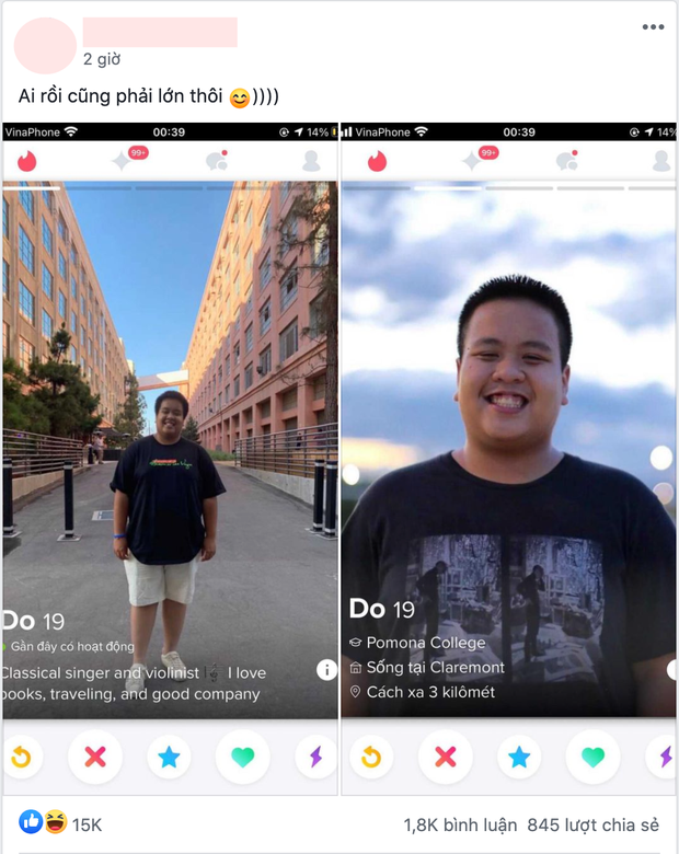 Hình ảnh được cho là profile Tinder của Nhật Nam khiến dân tình thích thú