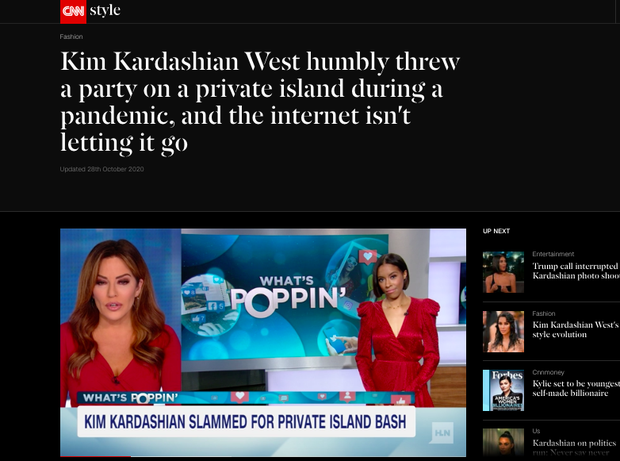CNN đưa tin về vụ Kim Kardashian bị chỉ trích, mỉa mai vì tổ chức tiệc giữa mùa dịch