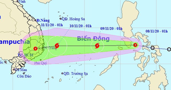 Dự báo vị trí và hướng di chuyển của áp thấp nhiệt đới - Nguồn: Trung tâm Dự báo khí tượng thủy văn quốc gia