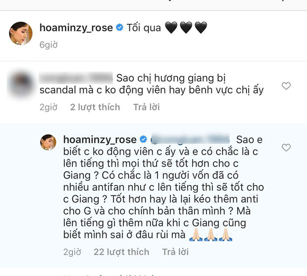 Hoà Minzy đích thân lên tiếng khi bị hỏi tại sao không bênh vực Hương Giang