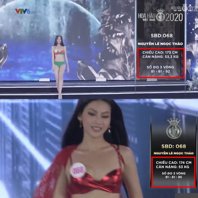 Á hậu Nguyễn Lê Ngọc Thảo và một số thí sinh có sự thay đổi số đo qua từng vòng thi