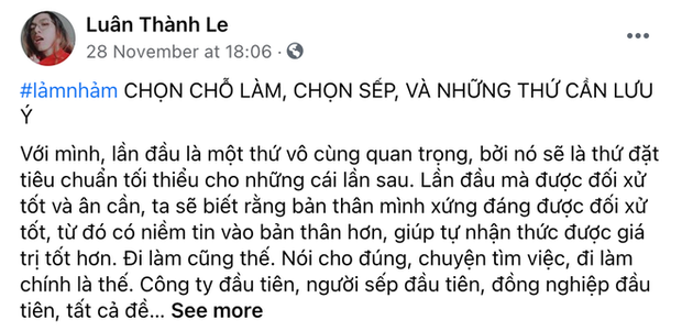 Bài đăng của Thành Luân thu hút nhiều sự chú ý