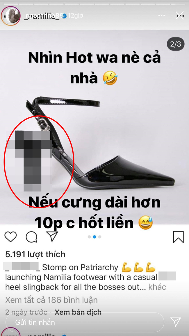 Trước đó, Ngọc Trinh cũng gây sốc khi đăng ảnh giày cao gót có hình nhạy cảm của một nhãn hàng chuyên về sản phẩm tương tự