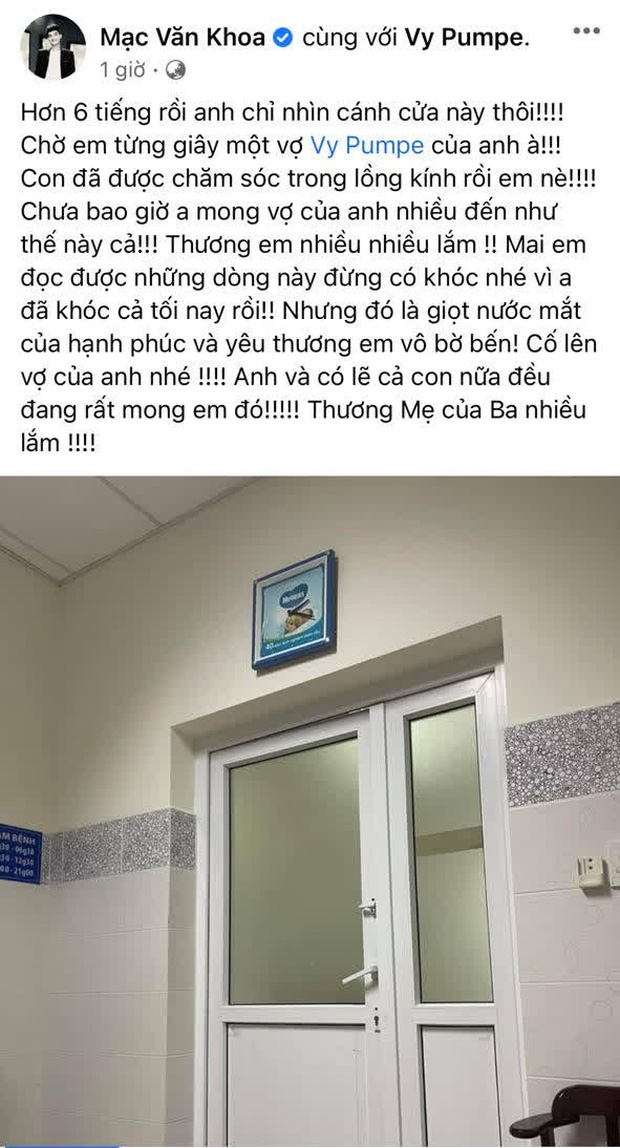 Mạc Văn Khoa vui mừng đến bật khóc, thông báo bà xã đã hạ sinh thành công con gái đầu lòng