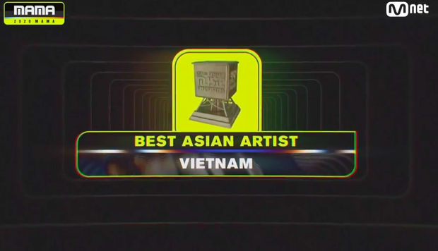 Giải thưởng Best Asian Artist Vietnam (Nghệ sĩ Châu Á xuất sắc nhất - khu vực Việt Nam) tại MAMA 2020