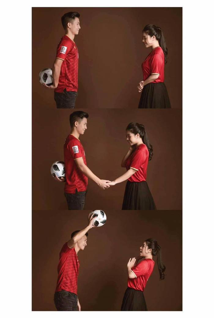 Ảnh cưới theo concept bóng đá của Tiến Dũng và Khánh Linh. Ảnh: Bùi Tiến Dũng.