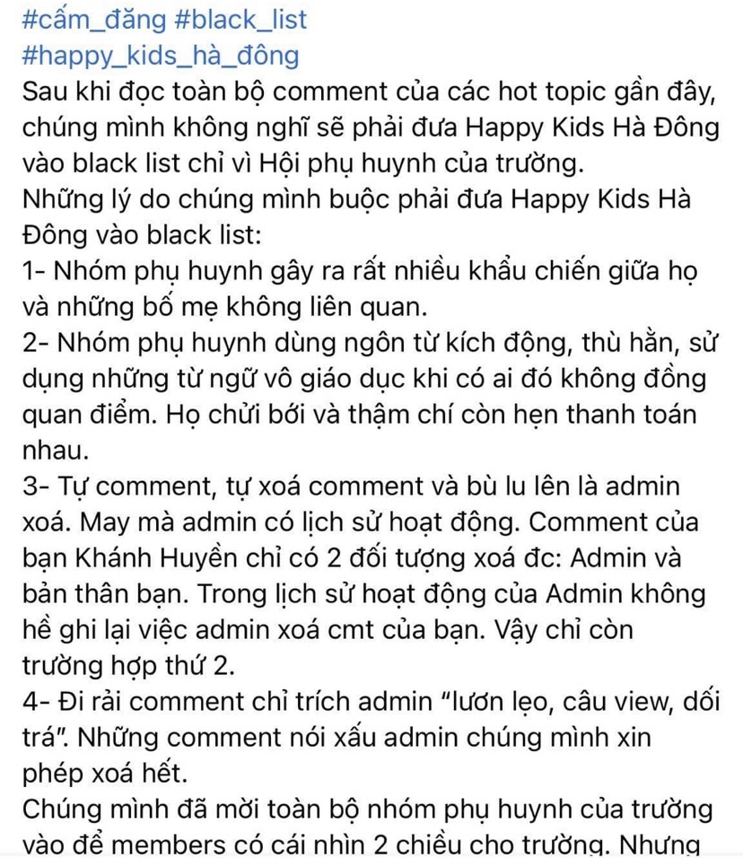 Bài đăng của admin trong 1 nhóm liên quan đến giáo dục. 