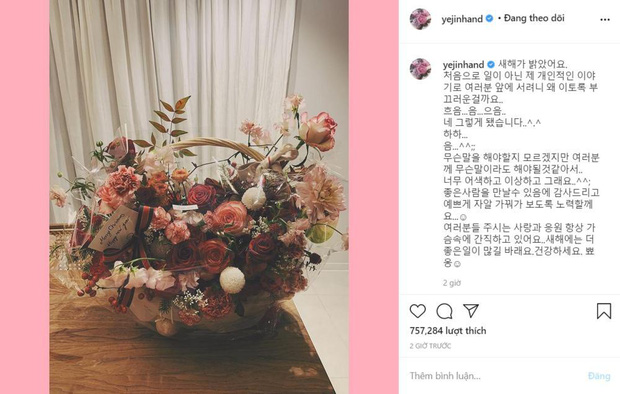 Bài đăng xác nhận chuyện tình cảm của Son Ye Jin