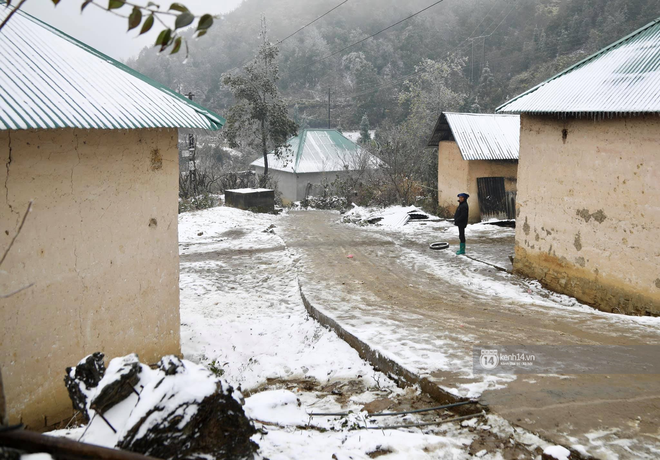 Tuyết phủ dày trên các mái nhà (Ảnh: Phương Thảo)