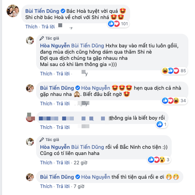 Đến tháng 4/2020, Hòa Minzy gây xôn xao khi kết thông gia với nhà Bùi Tiến Dũng. Bé Sushi nhà Tiến Dũng và Khánh Linh là con gái nên nhiều người đồn đoán rằng con đầu lòng của Minh Hải và Hòa Minzy là bé trai