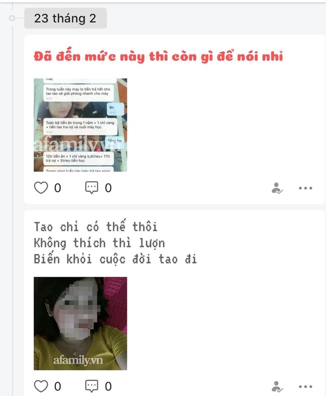 Dòng trạng thái H. chia sẻ trên Zalo