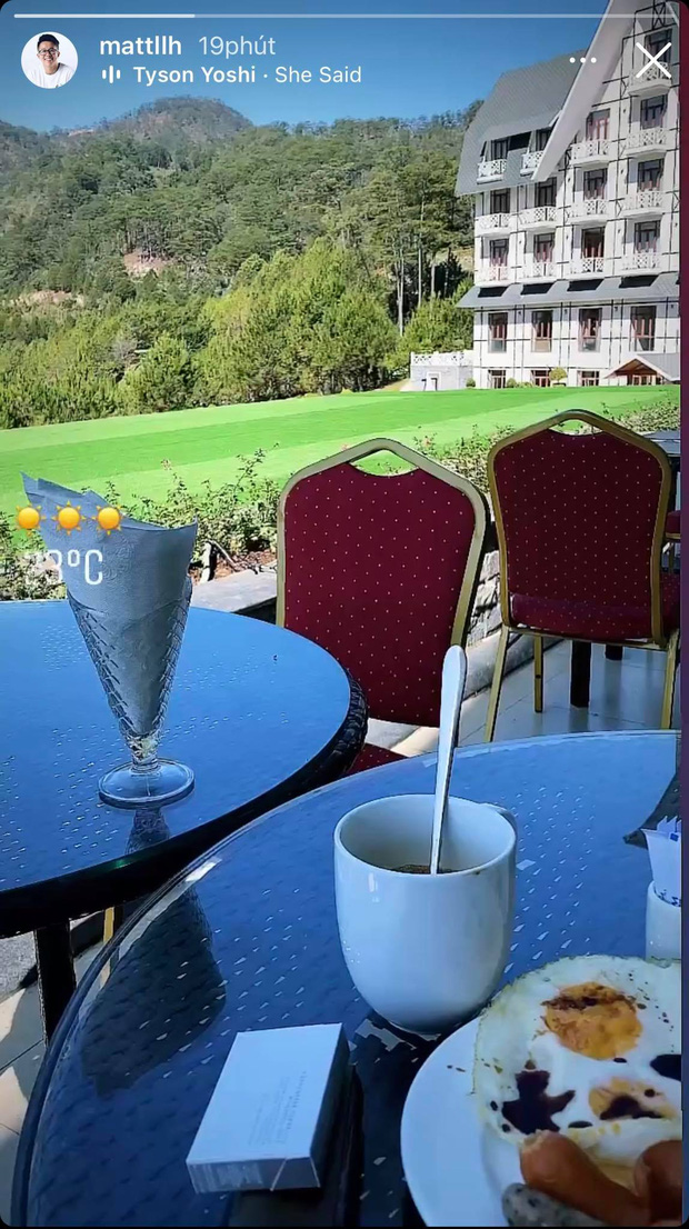 Sáng nay, Matt Liu đăng ảnh ngồi ăn sáng 1 mình tại Đà Lạt