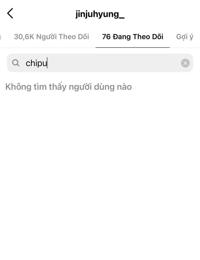 Hiện tại, Chi Pu vẫn còn theo dõi người cũ, tuy nhiên nam diễn viên người Hàn đã huỷ theo dõi cô