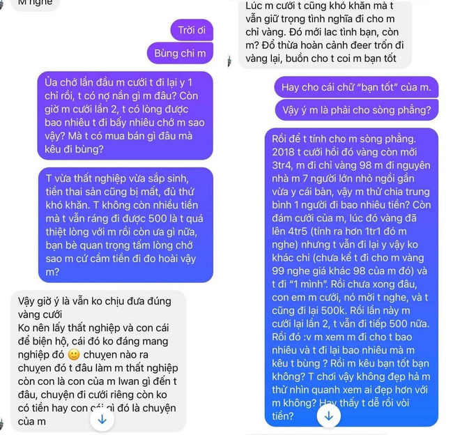 Tin nhắn của H.N và cô bạn thân của mình.