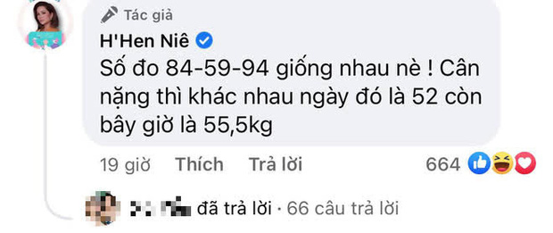 H'Hen Niê lên tiếng cho biết vẫn sở hữu vòng eo 59cm nhưng đã tăng 3,5kg sau 3 năm