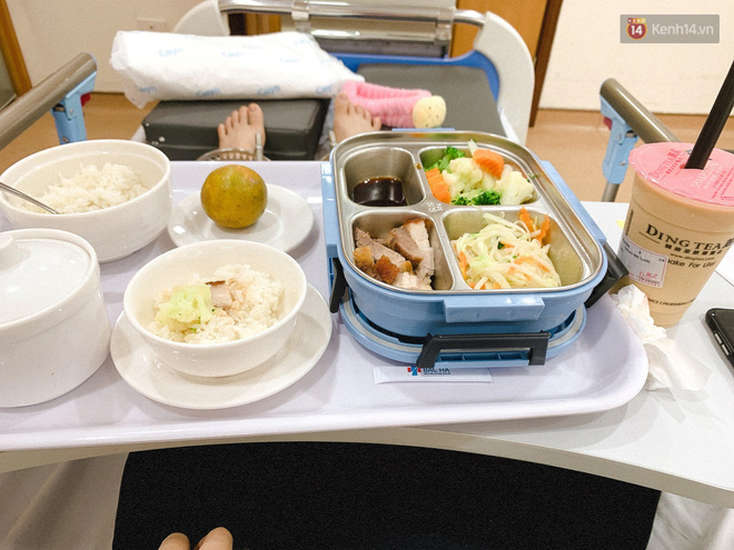 Những bữa ăn rất nhiều dinh dưỡng sau khi Tâm phẫu thuật kéo chân