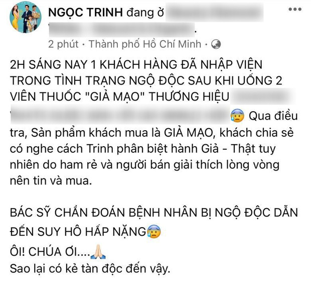 Ngọc Trinh bất ngờ lên tiếng cảnh báo khi khách hàng dùng sản phẩm giả mạo của công ty cô và bị ngộ độc