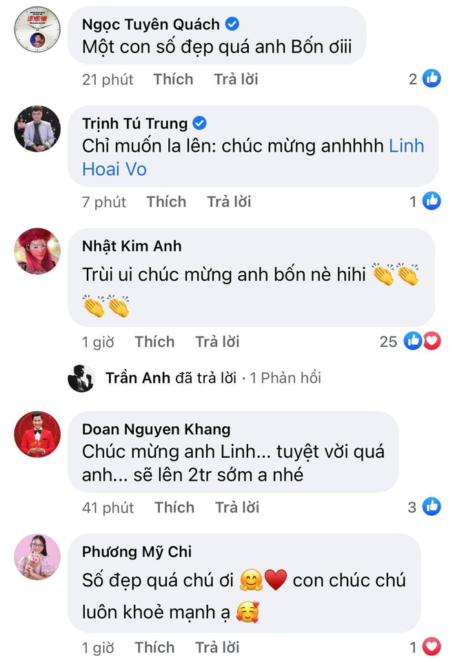 Dàn sao Vbiz đồng loạt vào chúc mừng NS Hoài Linh, đạt nút vàng trong chưa đầy 4 tháng lập kênh quả là thành công lớn chứng minh sức hút khủng của nam danh hài