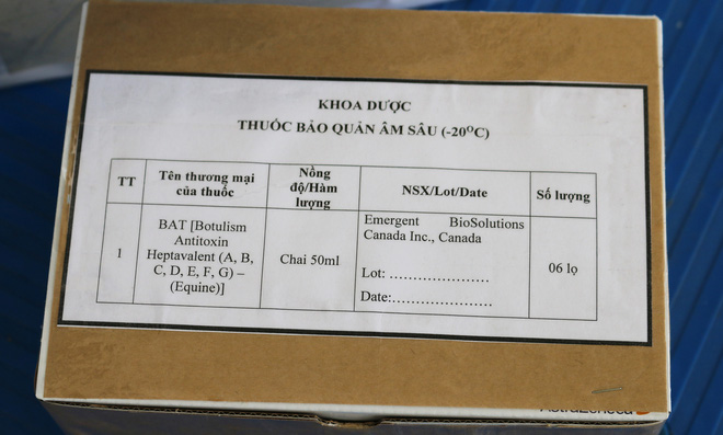 Lô thuốc giải độc tố Botulinum đầu tiên về đến Việt Nam vào 11 giờ 30 ngày 17/4 được BV Chợ Rẫy tiếp nhận