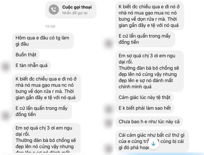 Tinh nhắn người chồng gửi cho chị gái chồng.