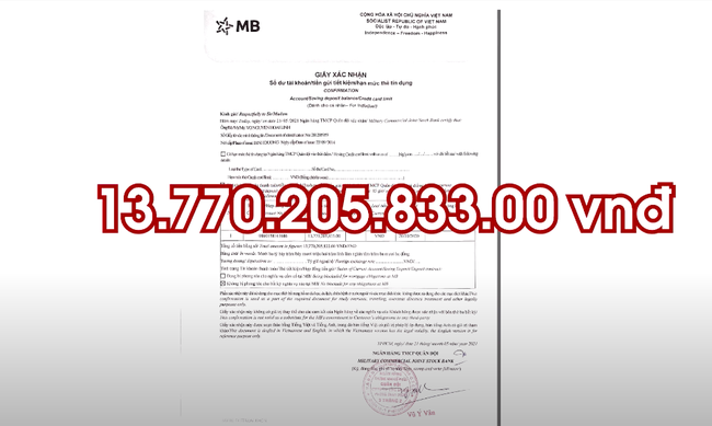 Số tiền hiện tại trong tài khoản của NS Hoài Linh.