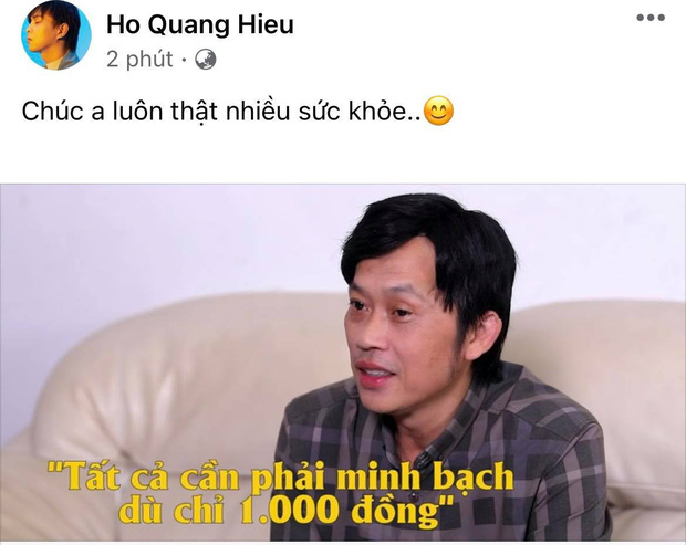 Hồ Quang Hiếu cũng nhanh chóng nhắn nhủ nghệ sĩ Hoài Linh bảo vệ sức khoẻ sau bao ngày trong 