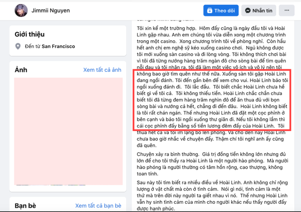 Chi tiết Jimmii Nguyễn bất ngờ tiết lộ từng gặp NS Hoài Linh trong casino khiến khán giả chú ý