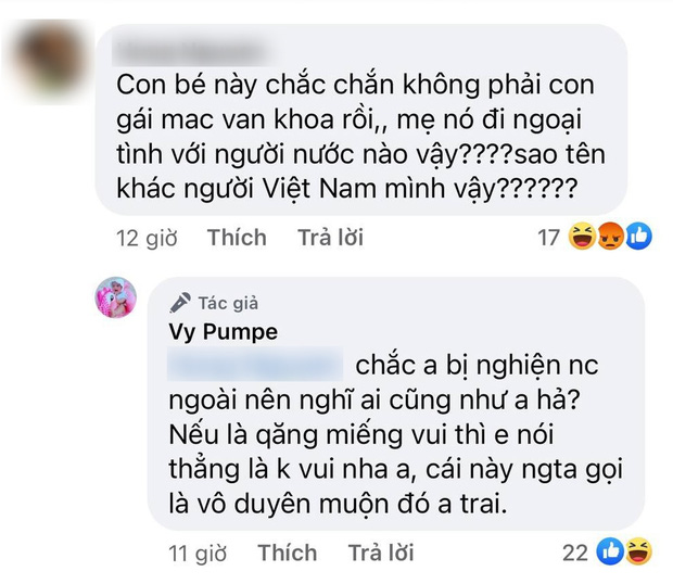 Bình luận của 1 dân mạng đã khiến không chỉ người trong cuộc mà nhiều người cũng bức xúc thay. Không để tin đồn làm ảnh hưởng đến danh dự và nhân phẩm, Vy Pumpe đáp trả căng như dây đàn ngay và luôn
