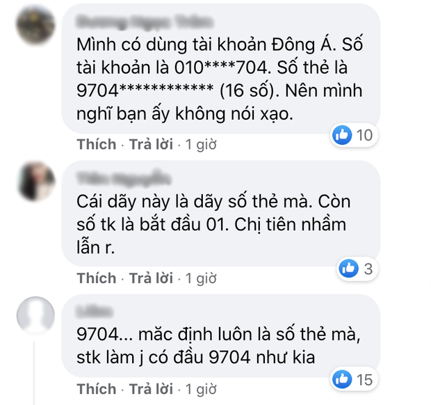 Một số người dùng của ngân hàng này xác nhận dãy số 9704 là số thẻ chứ không phải số tài khoản như nữ ca sĩ đề cập