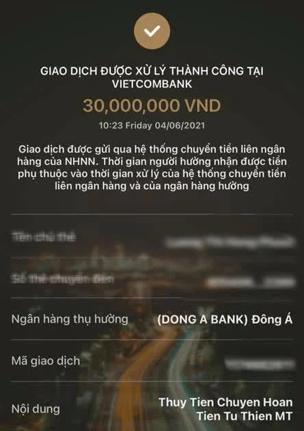 Sáng ngày 4/6, Thuỷ Tiên đã chuyển 30 triệu cho chủ Facebook tên T.H, nữ ca sĩ cũng nhận sai và nói lời xin lỗi công khai