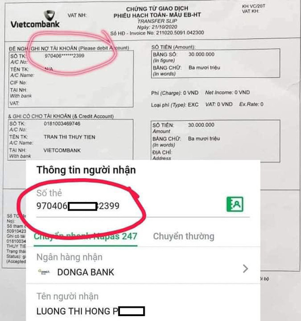 Tuy nhiên, dân mạng nhanh chóng tra ra số thẻ đầy đủ của cô gái này, trùng khớp với số thẻ in trong sao kê của Thuỷ Tiên và tên chủ thẻ cũng chính là L.T.H.P