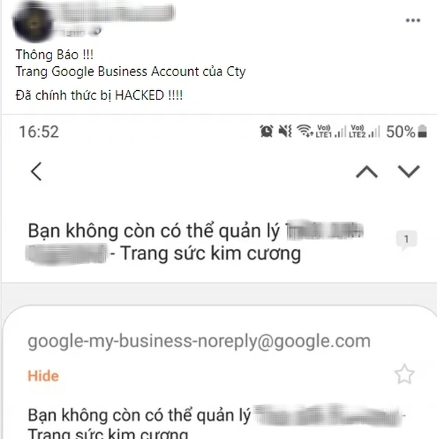 Sau đó, trang fanpage của cửa hàng bất ngờ bị hack
