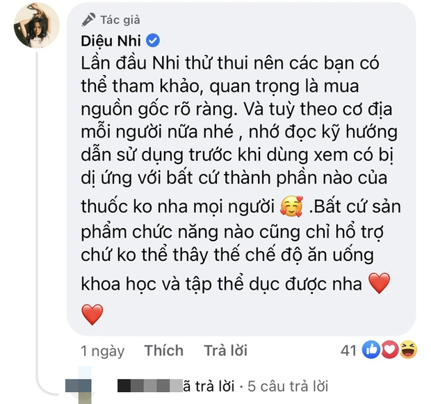 Diệu Nhi giải thích bên dưới