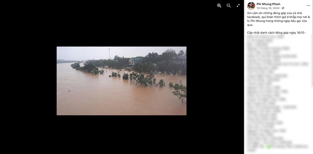 Trong đợt kêu gọi vào tháng 10/2020, Phi Nhung đều cập nhật danh sách nhà hảo tâm chi tiết mỗi ngày