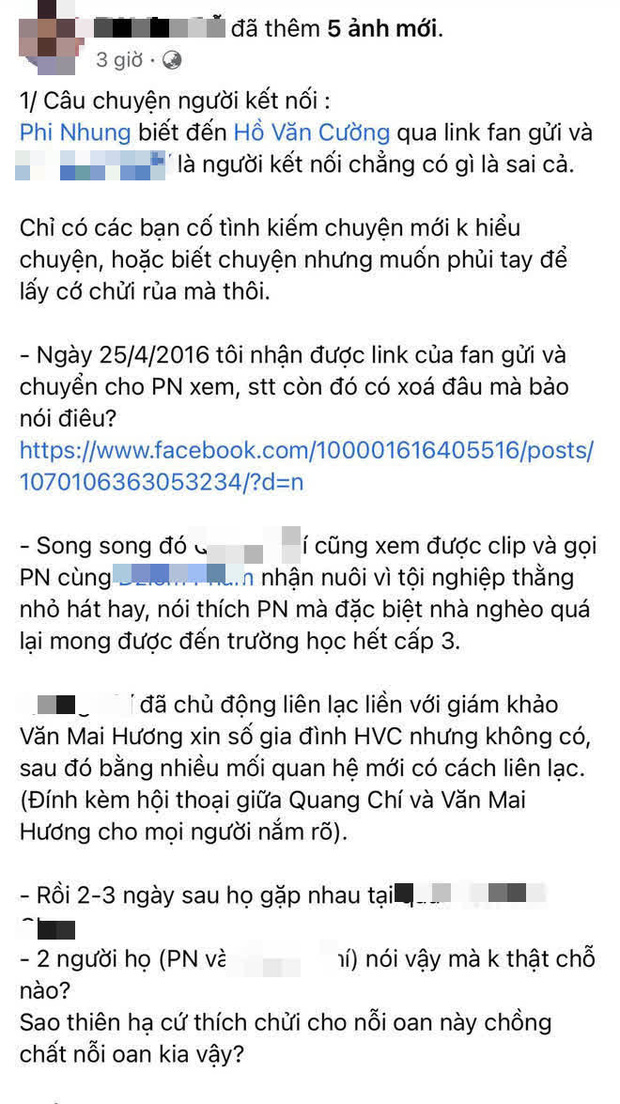 Phía Phi Nhung lên tiếng giải thích về cơ duyên nhận nuôi Hồ Văn Cường cách đây 5 năm