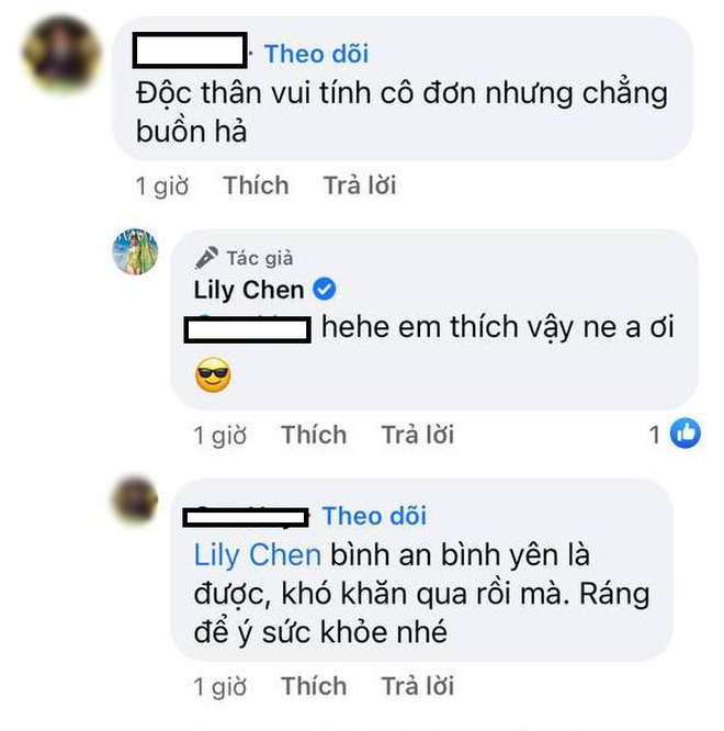 Ở phần bình luận, cô ngầm thừa nhận với fan chuyện độc thân