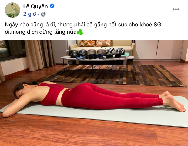 Lệ Quyên đăng ảnh nằm sấp khi tập thể dục tại nhà mùa dịch, body nuột nà, vòng 3 căng đầy của nữ ca sĩ gây chú ý