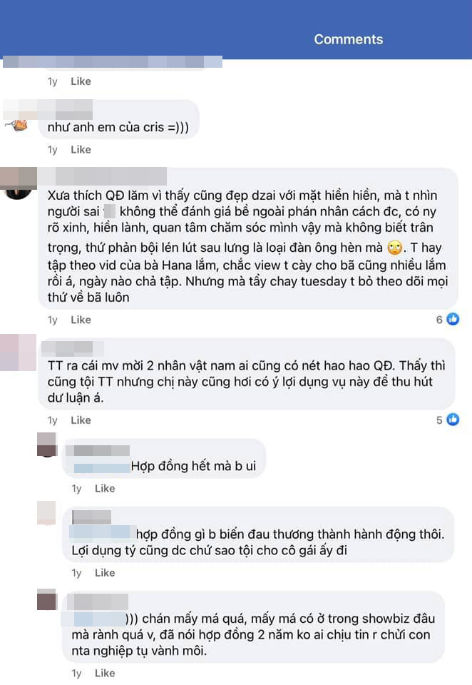 Thái Trinh tung những đoạn bình luận của một cư dân mạng nói chuyện tình cảm của nữ ca sĩ chỉ là hợp đồng PR. 